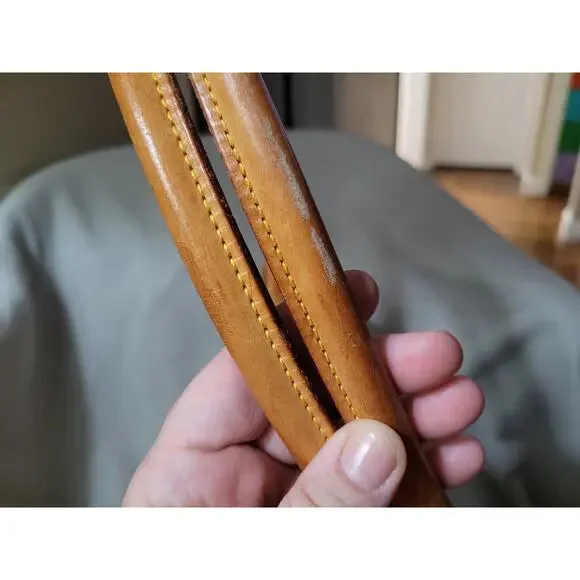 Dooney and Bourke Large Purse Orange Signature DB Canvas Leather Vintage Brown - Picture 15 of 16